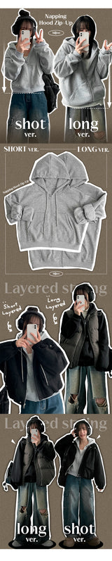 [Short and long 2 versions *Special gift!] Fluff Hooded Zip-Up Jk