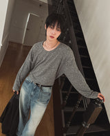 Deep Flow U-Neck Long Sleeve T-Shirt