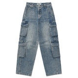 VINTAGE CARGO WIDE-FIT DENIM PANTS [BLUE]