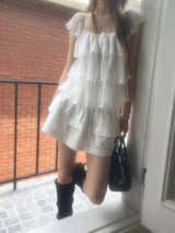 Pintuck tiered mini skirt