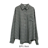 [Same-day shipping🚚/Jangmaru look☔] ボウオーバーフィットボクシーロングスリーブチェッカードシャツ 2 colors