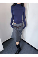 Soft Layered Turtleneck Long Sleeve T-shirt