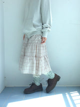 cream checkered pocket skirt