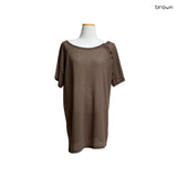(3color) Sheer Stripe Loose Fit Soft Short Sleeve Tee