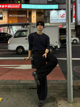 Back pocket dyed barrel denim pants
