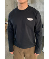 Pocket check crop long sleeve shirt