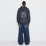 Destroyed Knee Wide Denim Pants Blue & Purple