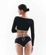 Front X-Line Low Bikini Panties (Black)