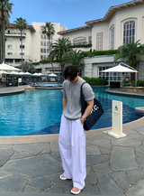 Cool Pin Tuck Linen Wide Pants