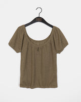 Eveni Shirring Volume Hole Short Sleeve Knit