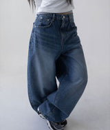 treat curved wide denim pants