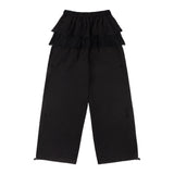 Frill Lace Button Sweatpants (Black) F25QD899