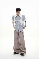 Striped Double Collar Layered Shirt