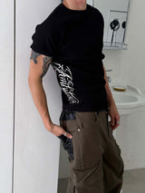サイドレタリングマッスルフィットTシャツ(3color)