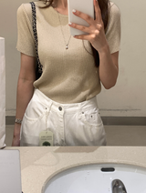 Weekly Linen Ribbed Round Knit / 4 colors