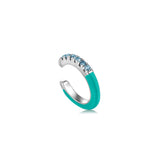 Tear Green Color Stone Setting 925 Silver Ear Cuff E028-07H-T