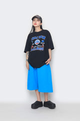 long wide sweat half pants