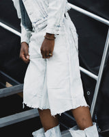 YUKIKARA "COLDWAX" HANDPAINTED DENIM JORTS UPCYCLED DISTRESSED (1OF1 UNRELEASED)