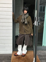 DIAGONAL HIGH-NECK ZIP-UP