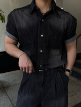 Ever snap muscle-fit denim shirt