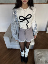 エンジェルニットレースバンディングストラップショートパンツ (2 colors)