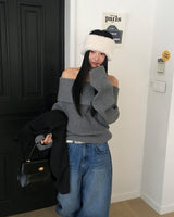 [ORIGINAL] DARE Off-Shoulder Rib Knit