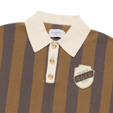 25SS COLLAR POINT STRIPE SHORT SLEEVE KNIT BROWN