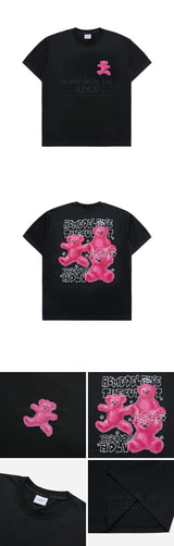 [24SS] クレヨンスリーベアアートワーク半袖Tシャツ　ブラック