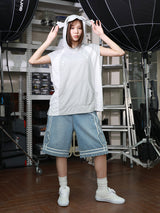 BASKETBALL DENIM HALF PANTS (LIGHT BLUE)