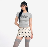 ストレッチコットンスリムショートスリーブTシャツロマンティック メランジ
