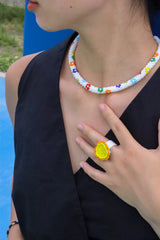 フラワーシグネチャークロシェネックレス（ブラック）