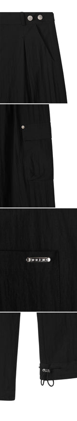 [mnem] Tucked Nylon Cargo Pants (black)