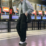 LMN ジニーピンタックカーゴワイドデニムパンツ (ブラック)