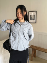Newer shirring string nylon windbreaker jacket