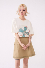 プリントラウンドネック半袖Tシャツ