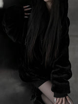 mink fur two-way hooded zip-up (2color)