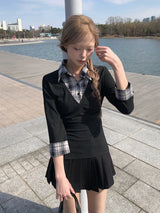 Chefon Button Tennis Wrap Mini Skirt