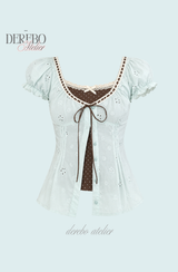 Mint Mocha Eyelet Blouse