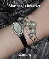Star beads cubic chain layered bracelet