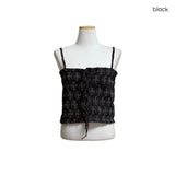 (2color) Crinkle Flower Embroidery Sleeveless Camisole Top