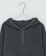 Kidu Color Matching Frill Hood Knit