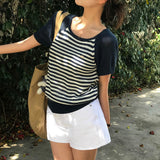 [MADE] Hi, raglan stripe short-sleeved knit