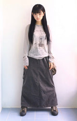 Vintage pocket washed long skirt