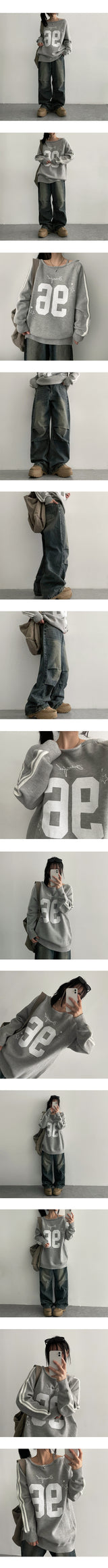Weha knee shirring wide denim pants