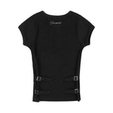 SIDE BUCKLE RIBBED TEE (CHARCOAL) F25QB110