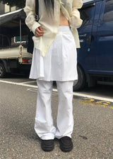 プリーツレイヤードスカートパンツ
