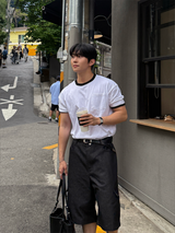 Twos herringbone bermuda pants