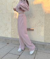 (ZIP-UP & PANTS SET!) 4 COLORS シックフリースクロップドトレーニングパンツ