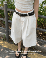 シティクラシックピンタックバミューダパンツ(White)