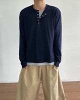 Rib Layered Henley Long Sleeve